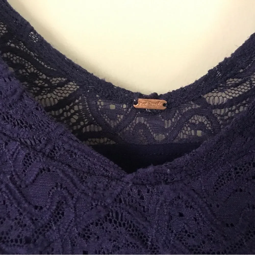Free People Katya Paisley Lace Blue Asym Dress (S)